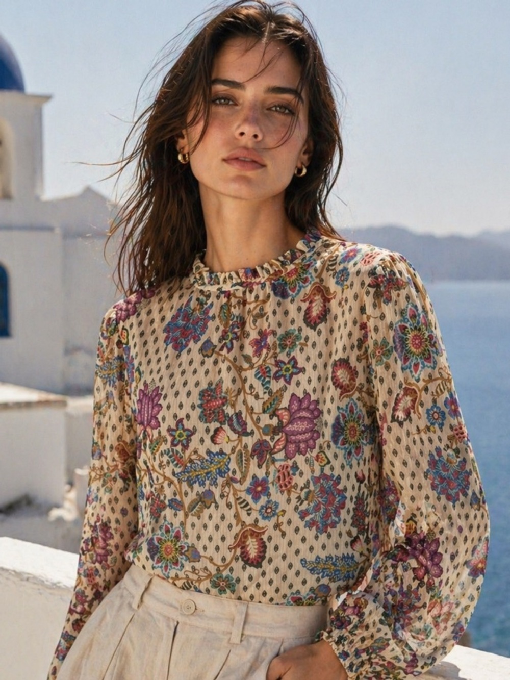 LOFT Colorful Patterned Blouse